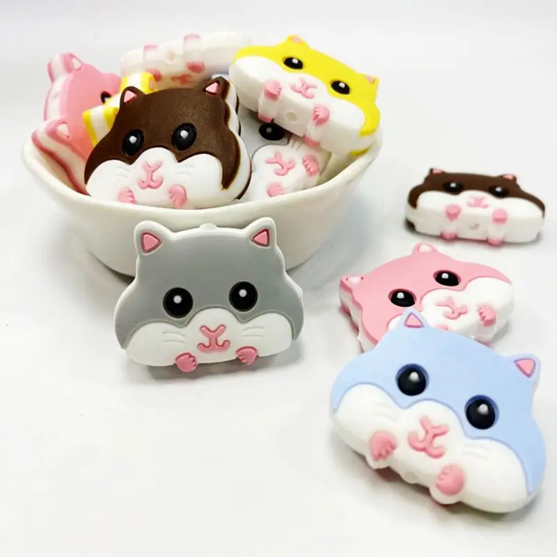 Silicone Teether Rodent Cartoon Animals 1pc Food Grade Silicone Pandents DIY Teething Toys For Teeth Tiny Rod Baby Teethers Gift