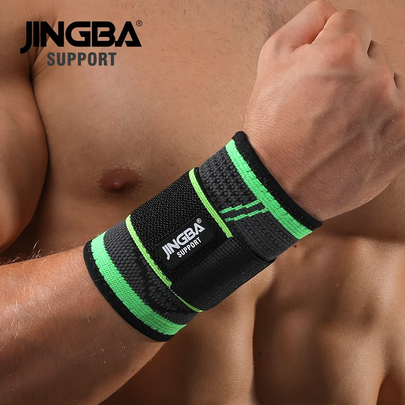 JINGBA-muñequera de nailon para hombre, muñequera de soporte para bádminton, tenis, vendaje de levantamiento de pesas, equipo de protección