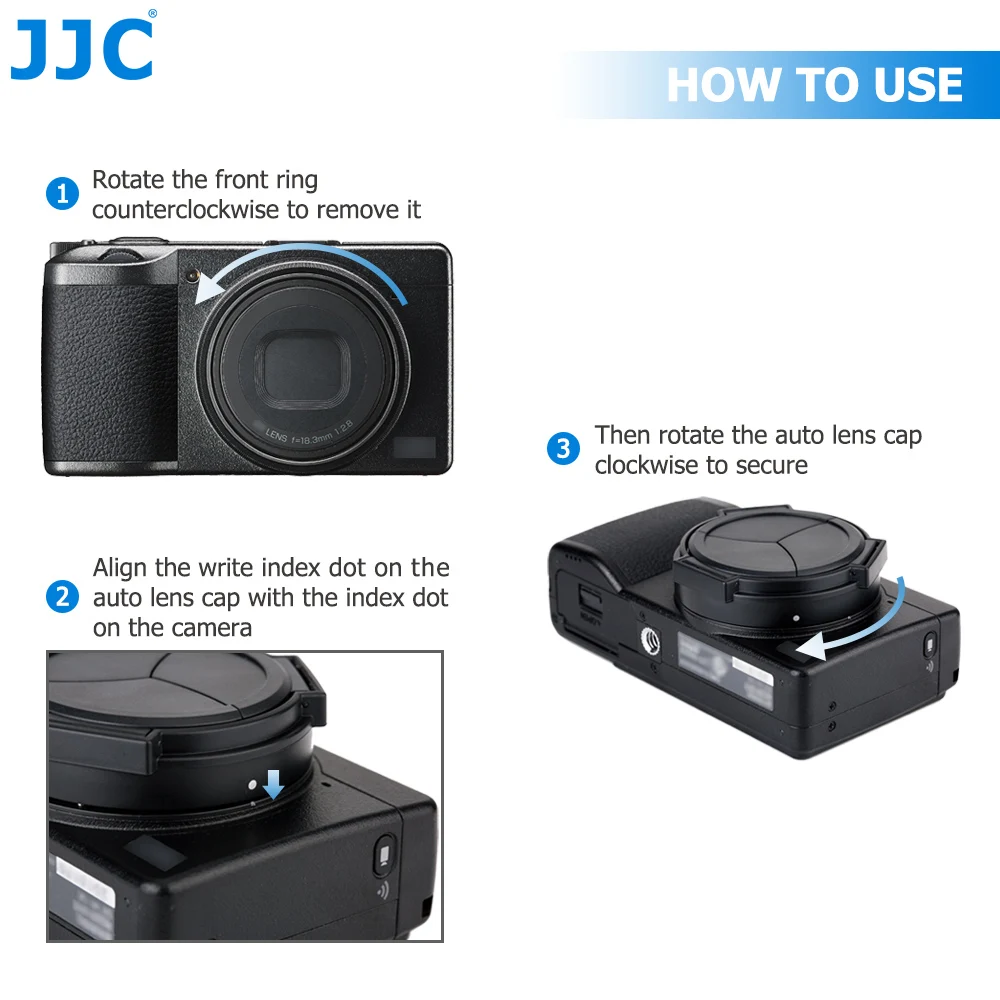 JJC Auto Lens Cap for Ricoh GR III GR3 HDF GR IIIx GR3x HDF Camera Automatic Lens Cap Cover Protector Photography Accessories