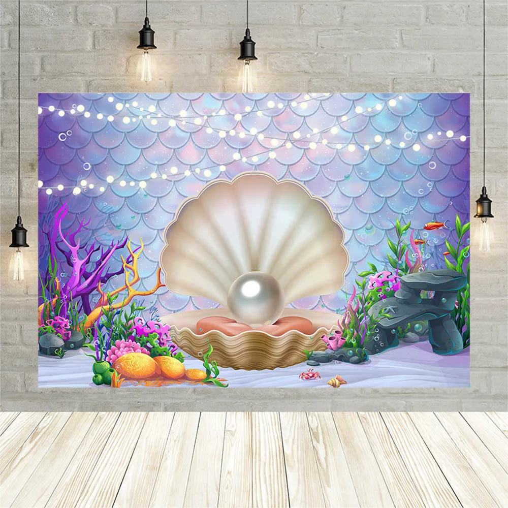 

Avezano Mermaid Underwater World Background For Photography Light Newborn Birthday Party Portrait Photo Backdrop Photozone Props