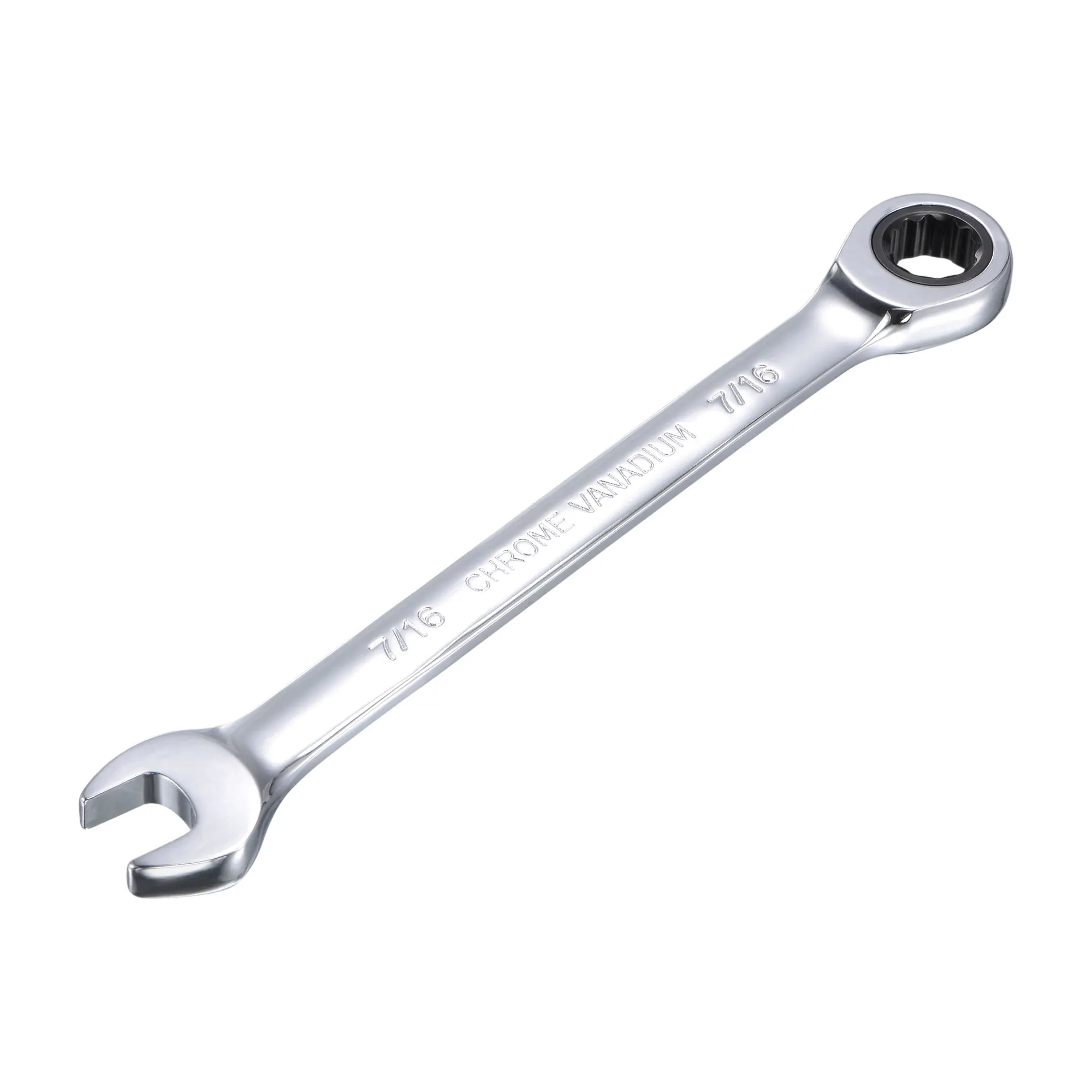 uxcell 7/16 Inch Ratcheting Combination Wrench SAE 72 Teeth 12 Point Ratchet Box Ended Spanner Tools, Cr-V