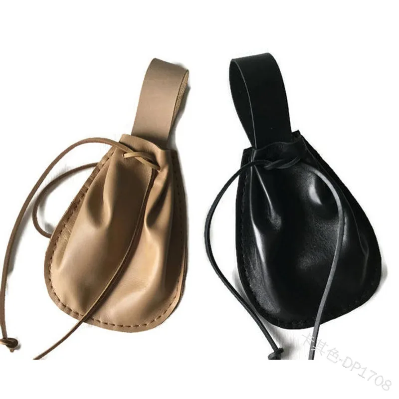 Medieval vintage dinheiro bolsa cintura anel cinto traje acessório peças para homens viking couro drawstring bolsa moeda