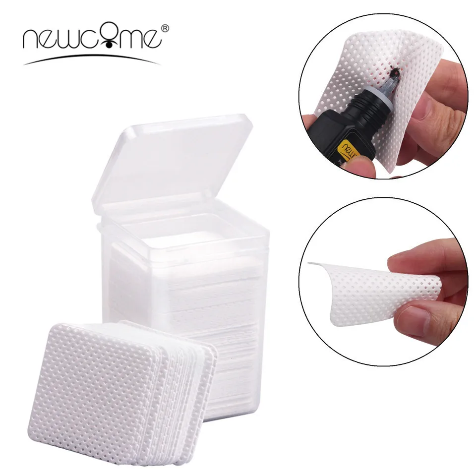 White/Pink 200pcs Eyelash Glue Cleaner Cotton Pad Paper Remover Pads Lint Free Non-woven Glue Cleaning Wipes Makeup Tool