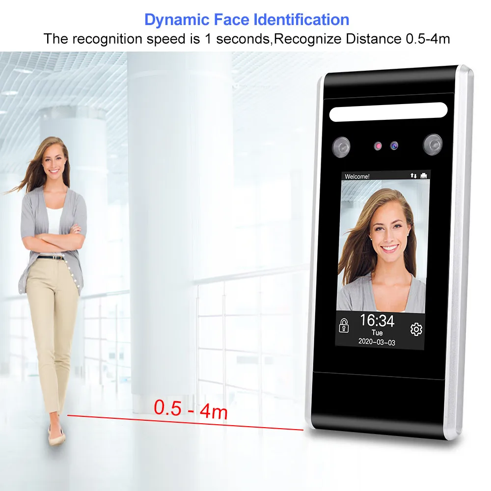 YiToo Wifi Face Recognition Access Control Dynamic Facial Detection Door Lock Face Attendance Machine Free Software TCP/IP USB