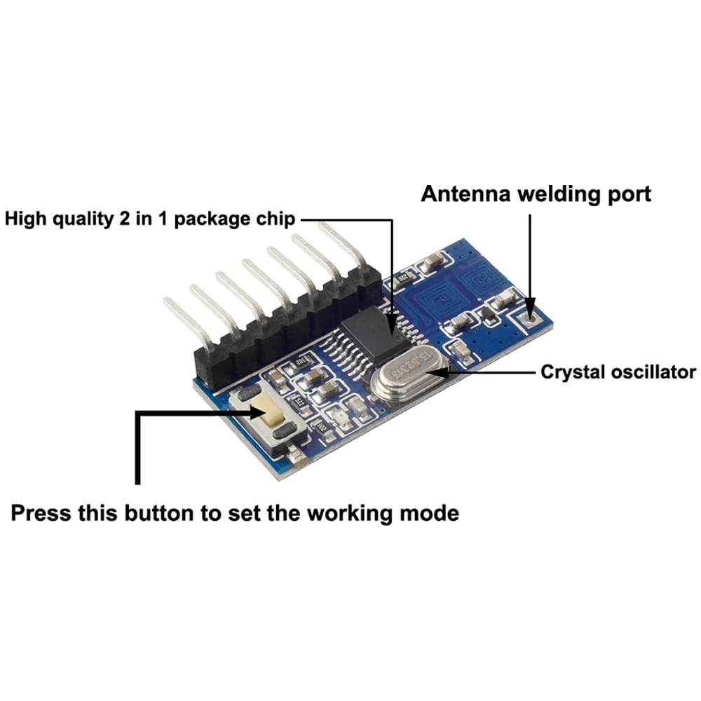 Imagem -05 - Qiachip 100 Peças Rx480e4 rf Receptor Módulo de Código Decodificador Aprendizagem 433mhz sem Fio ch Saída para Controles Remotos 1527 Codificação