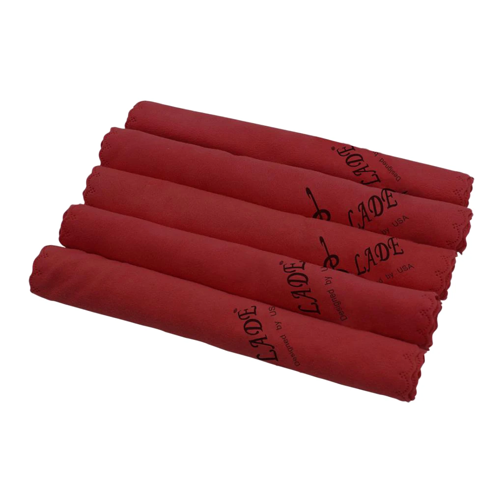 Practical 5x Cleaning Cloth Highly Absorbent, for Guitar Bass Ukulele, for Car Camera Glasses Lens - Wind Red