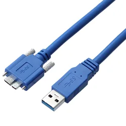 0.6M 1M 1.8M 3M Micro B USB 3.0 Data Sync Charging Cable With Fixed Screw Holes Lines For Basler Industrial Camera Hard Disk