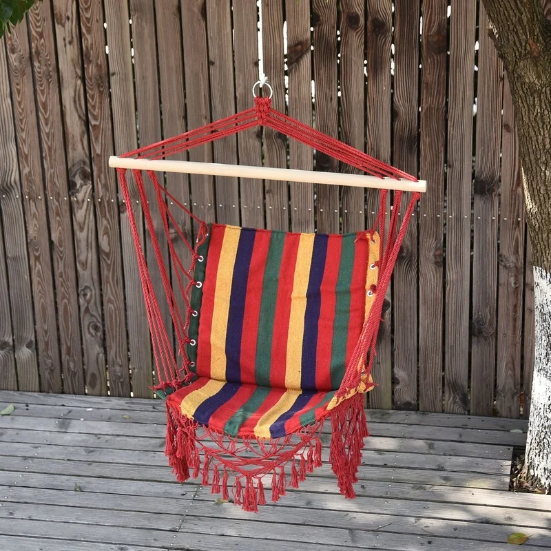 Hammock Chair Swing Colourful Striped Seat Porch Indoor Hanging Hammock Beach Outdoor Swing Chair