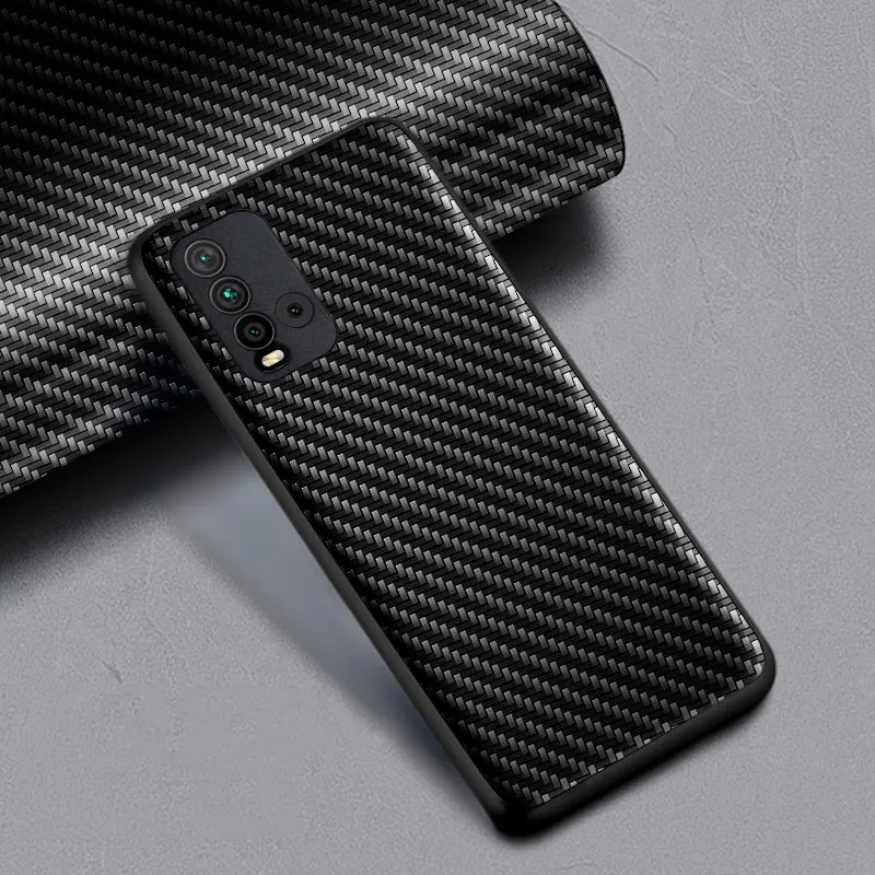 Carbon Fibre texture Phone Case for Xiaomi Redmi 9T Fashion Design Soft Back Cover Coque for Xiaomi Redmi 9T Case