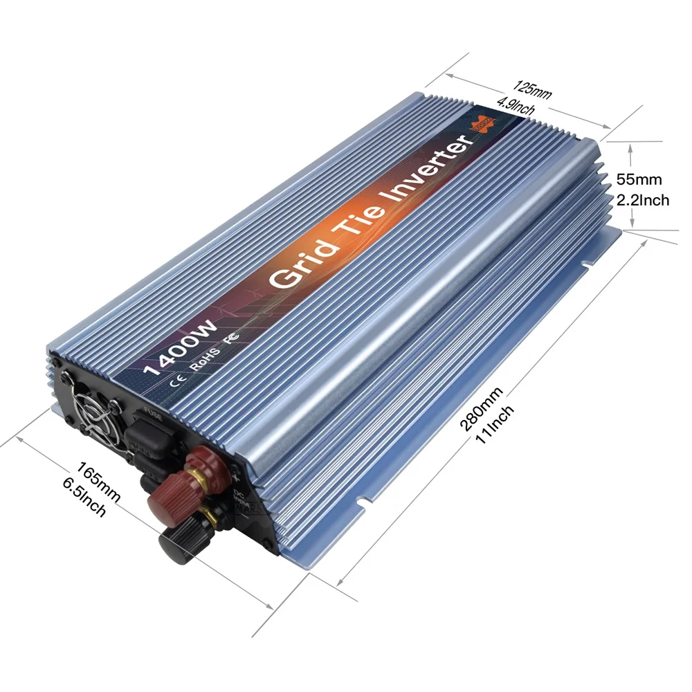 Imagem -06 - Inversor de Onda Senoidal Pura Mppt Inversor Solar on Grid Tie Conversor de 1400 110 v com 18v 24v 36v 220 w para 36 60 e 72 Células pv
