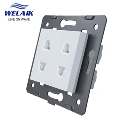 WELAIK EU Standard 2-hole Multi-function DIY Parts-Wall  Socket Parts-Without Glass-Panel  45*45mm A82TSW