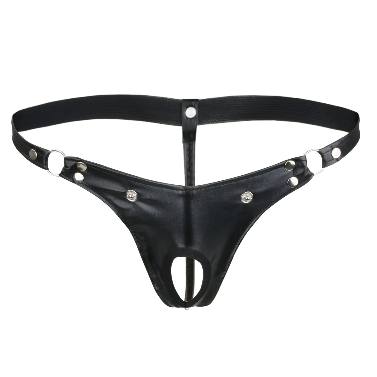 iiniim Sexy Mens Faux Leather Lingerie Bulge Pouch G-String Thongs Panties Buckled Briefs G-string Jockstrap Gay Male Underwear