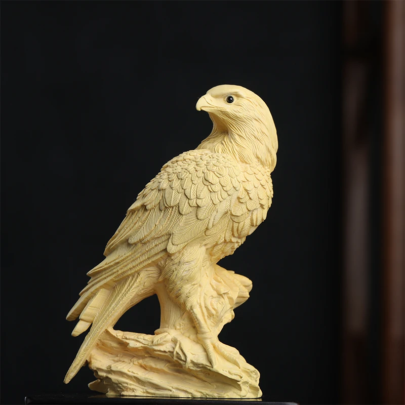 

Boxwood 14cm Eagle Sculpture Wood Animal Statue Preferment Gift Lucky Collection Home Decor