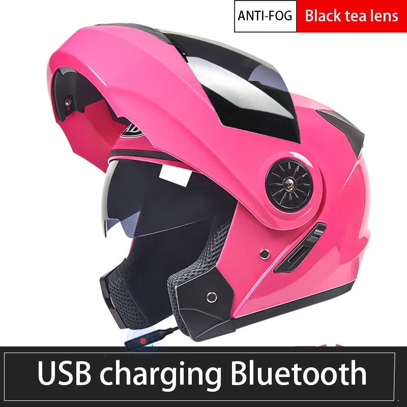 Helmet Motorcycle Bluetooth Flip up Helmets Double Visor Helmets Motorbike Racing Connect Phone Casque Moto Helmet