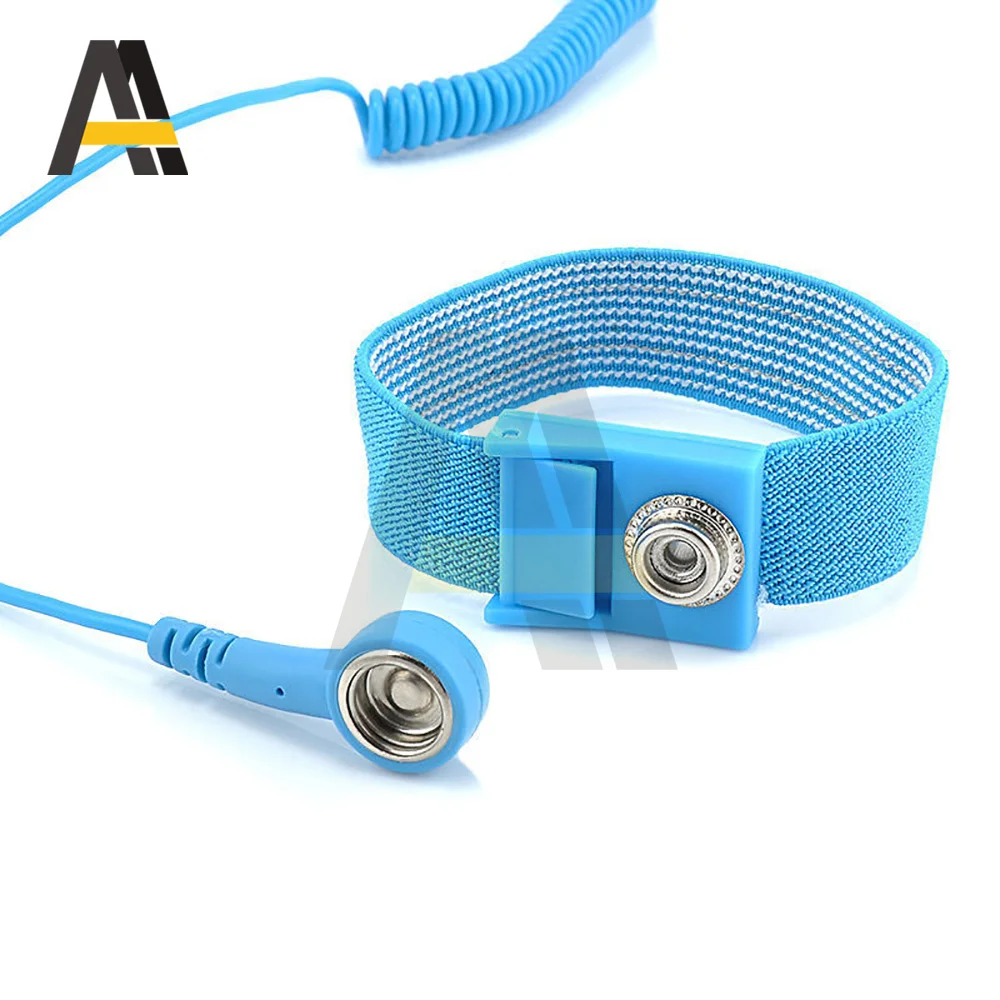 Pulsera antiestática ajustable, Cable de descarga electrostático ESD, correa de muñeca reutilizable, de mano con Cable de conexión a tierra, 1 ud.