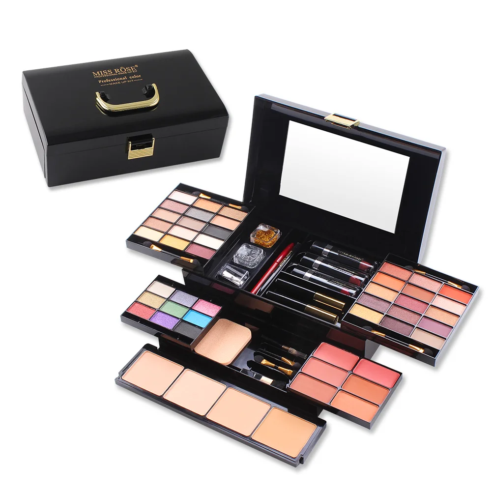 MISS ROSE Professional Makeup Set Box Matte Glitter Eyeshadow Powder Blush Women Multi-functional Palette Cosmetic Case