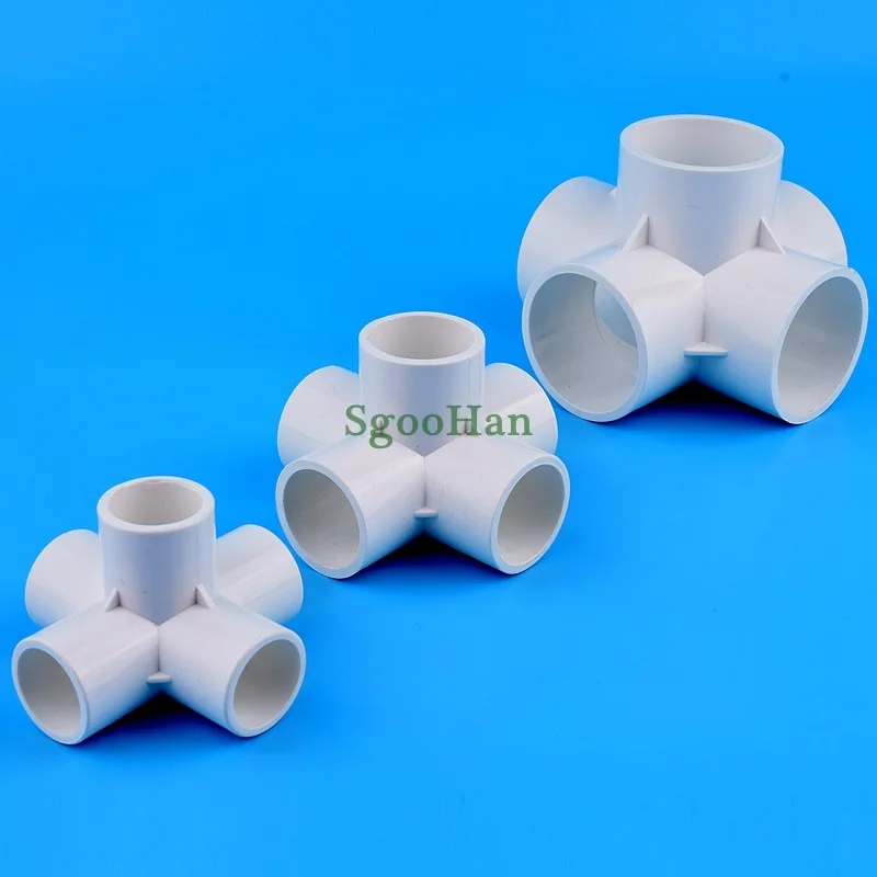 2~50pcs ID 20~50mm 3D Three-Dimensional 5 Way PVC Water Pipe Connector Garden Irrigation Tube Adapter Fittings DIY Shelf Joint