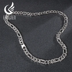 Fongten 10mm Figaro Chain Men Necklace Stainless Steel Cuban Chain Charm Choker Necklace Male Silver Color Heavy Jewelry