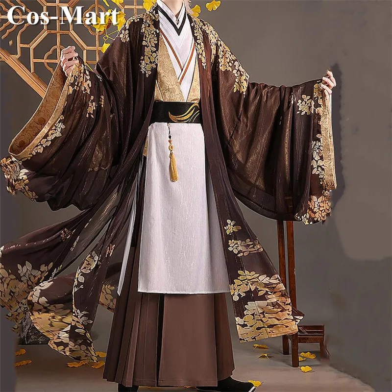 Cos-Mart Game Genshin Impact Zhongli Cosplay Costume Snuff Shadow Handsome Printed Uniforms Activity Party Role Play Clothing