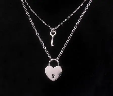 punk heart necklace pendant key padlock chain igirl love lock necklace gothic aesthetic accessories jewelry collier femme 2020