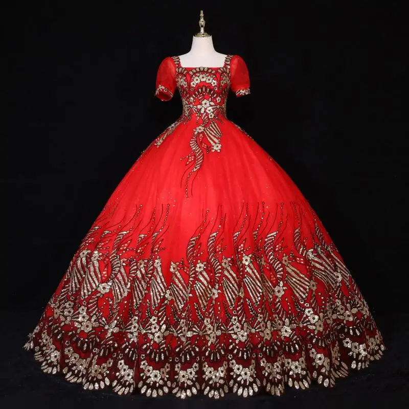 Robe De Bal Vintage à paillettes, tenue De princesse à manches bouffantes, avec des Appliques, 2021