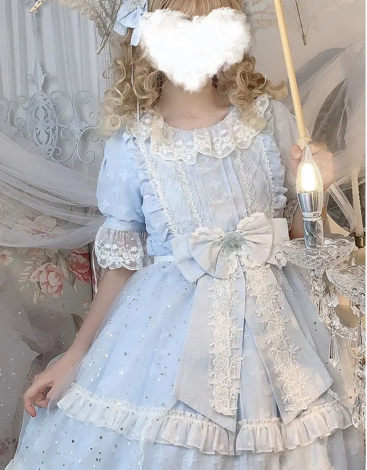 

lace bowknot o-neck victorian dress kawaii girl gothic lolita op loli cosplay Princess tea party sweet lolita dress vintage