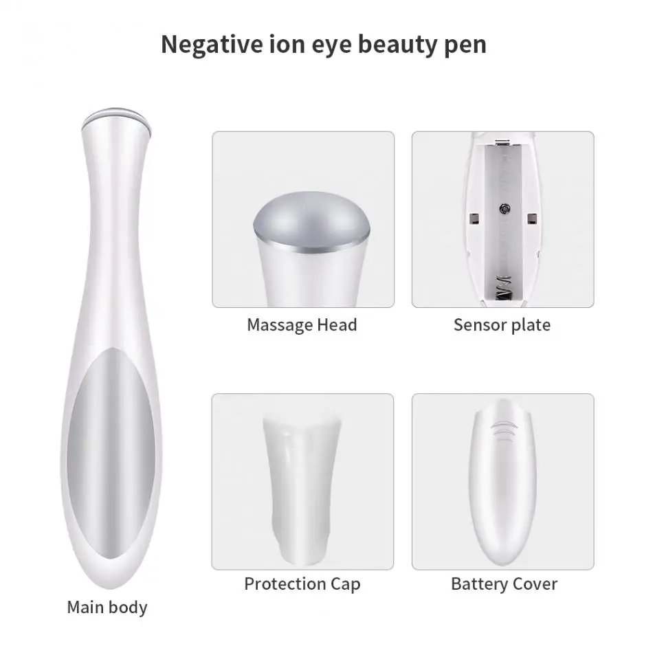 Electric Eye Massager Metal Probe Head Wrinkle Dark Circles Removal Pen Anti Aging Negative Ion Vibration Face Lifting Tool