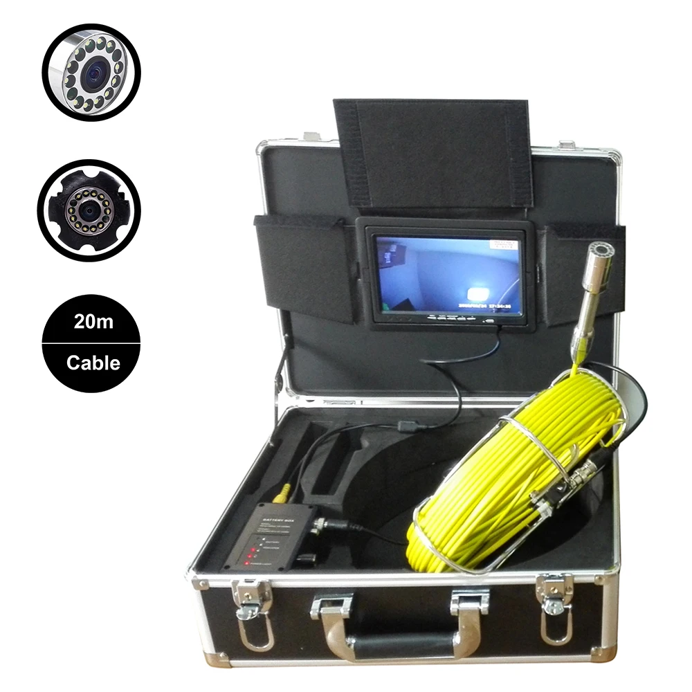 

20m 7" LCD 23mm Sewer Drain Pipeline Endoscope Industrial System IP68 Waterproof Professional Pipe Plumbing Inspection Camera