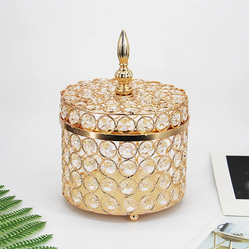 IMUWEN Crystal Tray European Bowel Metal Jars Tableware Storage Dinnerware Dessert Display  Jewelry Box home Decoration