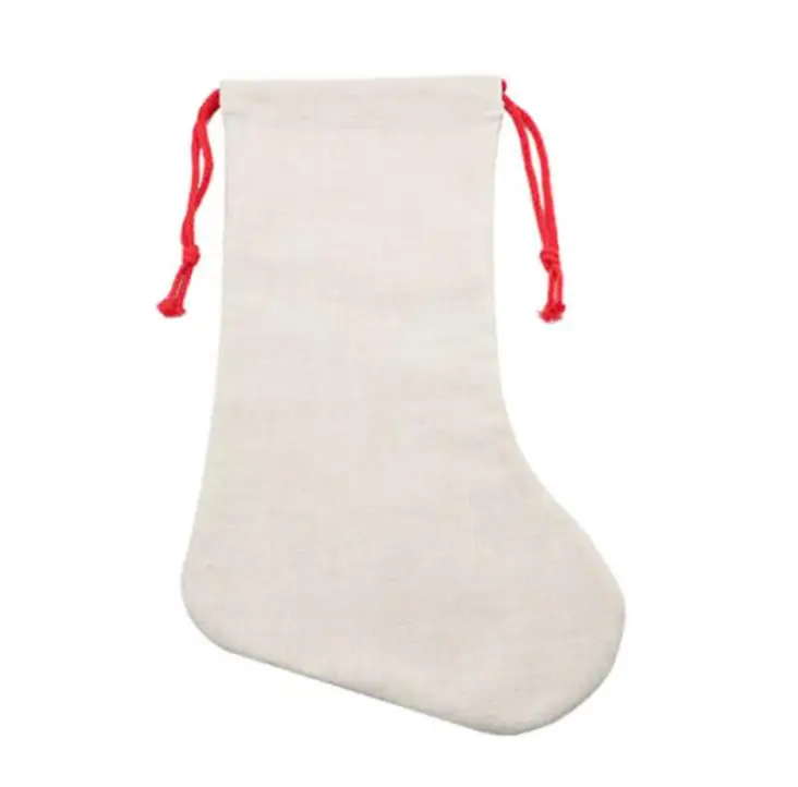 DIY Sublimation Blank Bags Printing Linen Stockings Christmas Decoration Socks Halloween Advertising Drawstring Santa Sack  SN