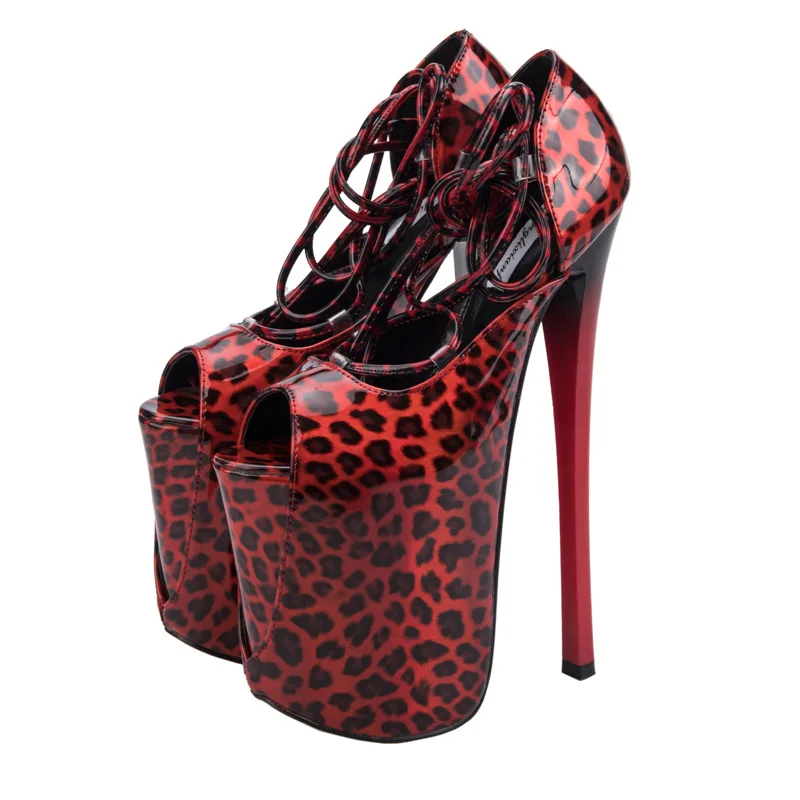 22cm Ultra High Heels Gladiator Sandals Women Peep Toe Platform Pumps Sexy Leopard Summer Shoes Woman sandalia feminina WSH3517