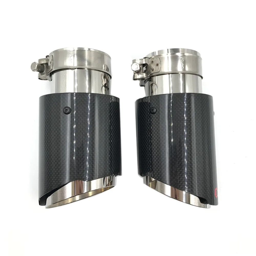 1 Piece Glossy Carbon Car Exhaust System Muffler Tip Tail Pipes Universal Straight Silver Stainless Steel For Ak Golf 7