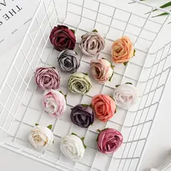 10PCS Artificial Flowers Silk Tea Buds Roses Head Valentine's D Garland Scrapbooking Home Decor Wedding Decorative DIY Gifts Box