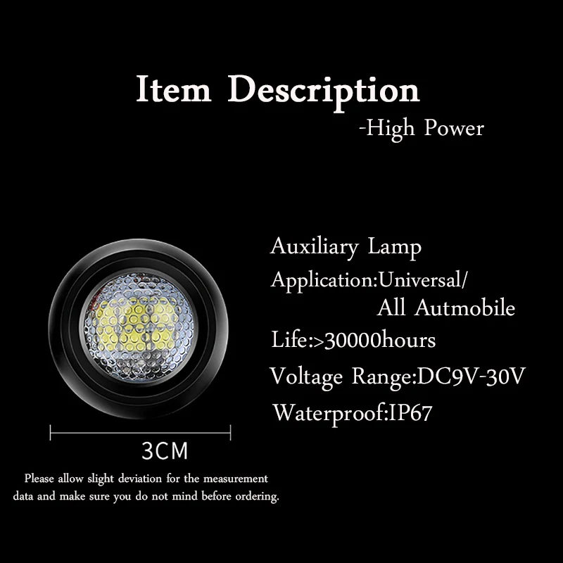 Super Bright LED Extra Reversing Light For Car SUV ATV Offroad Universal Auxiliary Led Work Light 12V Fog Light Flood Beam