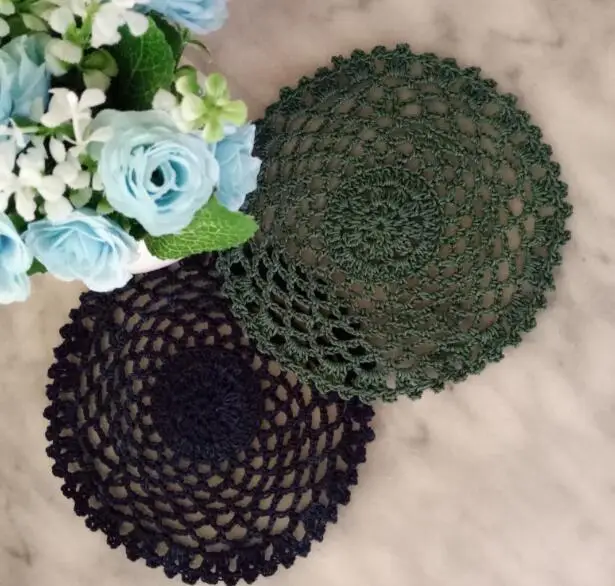 20 سنتيمتر خمر الجولة اليدوية الكروشيه الدانتيل المفارش Doily المطبخ عشاء الجدول كأس وسادة رف الفردية الجدول حصيرة كوستر