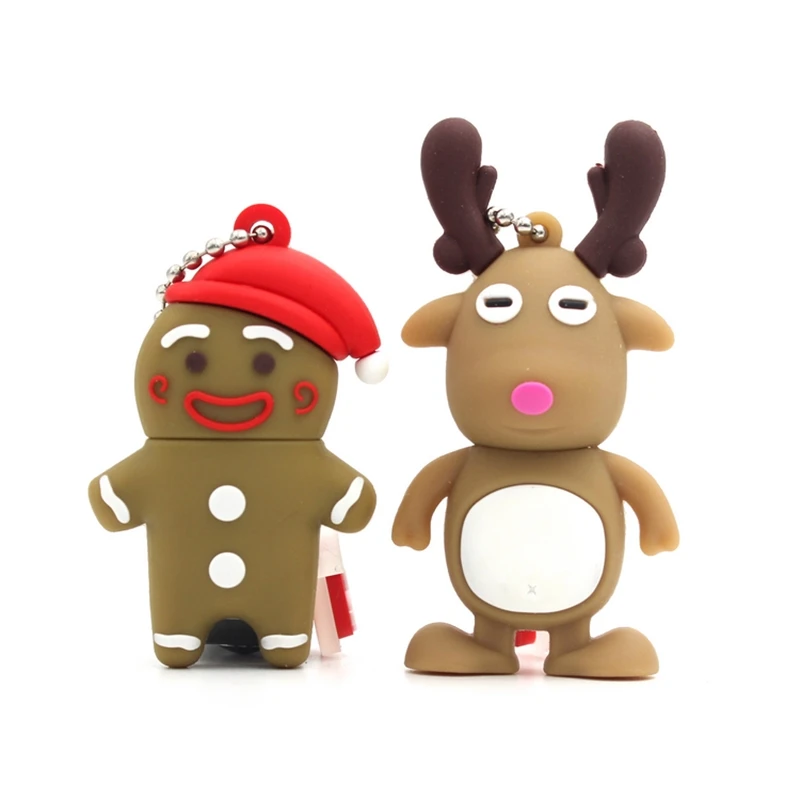 

New Cartoon Santa ClausPendrive 128GB 64GB 32GB 16GB 8GB Memory Stick Flash Disk Cute Christmas Elk U Disk Mini Thumb Drive Gift