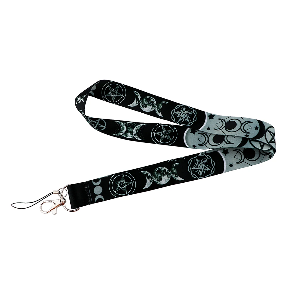 DZ1717 الثلاثي القمر آلهة ويكا الخماسي تميمة سحرية المفاتيح الشريط اسهم للمفاتيح بطاقة الهوية الأشرطة معلقة شارة حامل #2