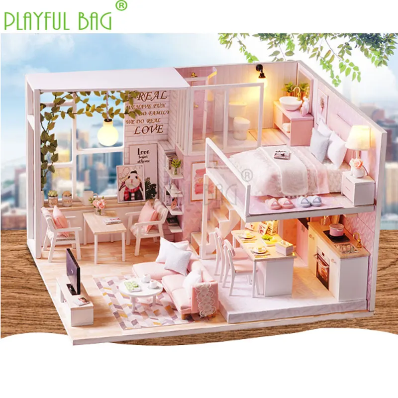 PB Playful bag Wisdom Fun House diy doll house quiet life new masterpiece handmade model creative gift wooden toy TOYS ZD03