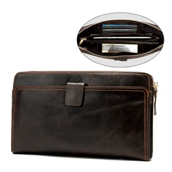 Large capacity cowhide mobile phone bag genuine leather clutch wallet purse bag men women clutches men wallets hand bag long