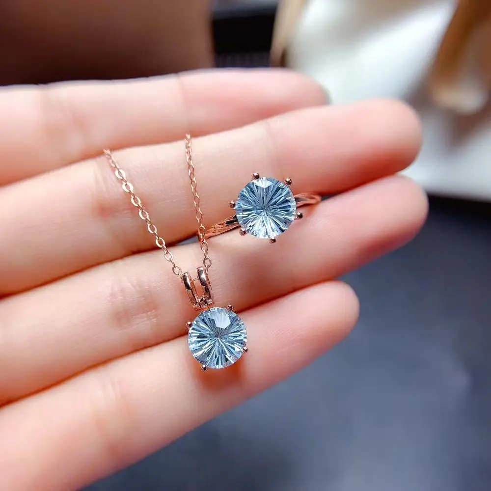 New Coming Natural and Real Real Natural Topaz jewelry set Natural Real Topaz 925 sterling silver 1pc pendant,1pc ring