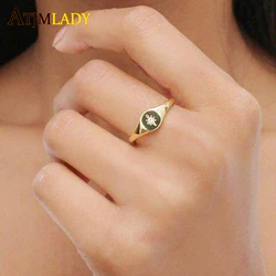 High quality gold Color Rings for Woman micro paved cz Star signet Rings Jewelry Wedding Party Female midi Finger Rings