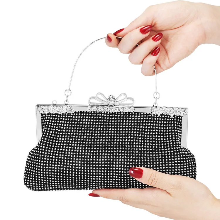 

Woman Evening bag Satin Clutch Purse Bag Evening Party Wedding Bridal Banquet Handbag Diamond crystal Shoulder Bag with Chain