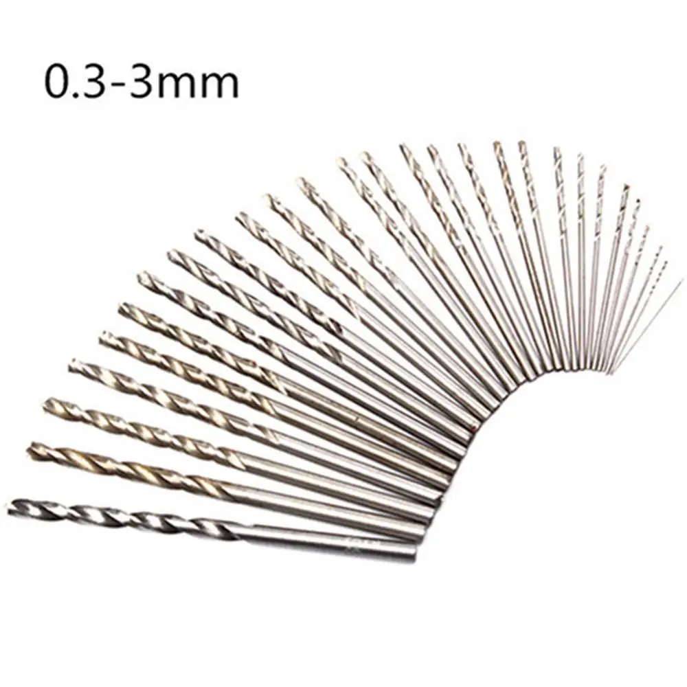 10Pcs/Set 0.3mm-3mm Mini Micro HSS Spiral Twist Drill Bit Drilling Tool Set