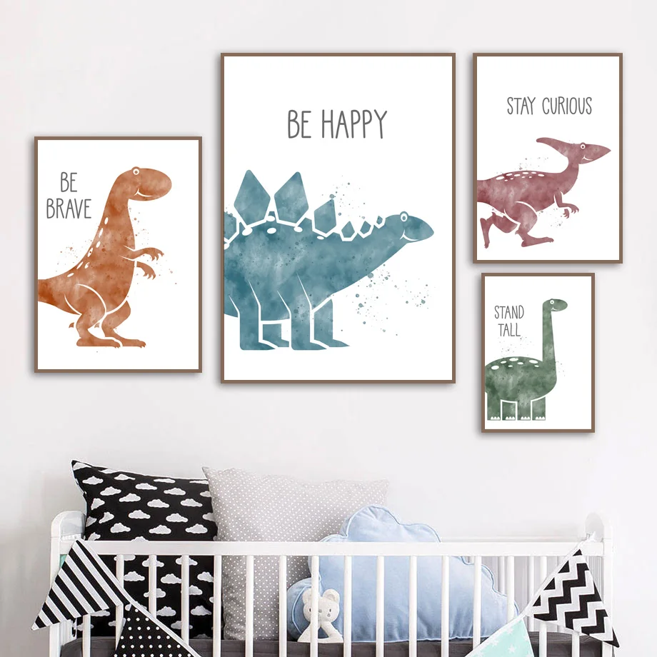 Triceratops Pterosaur Cartoon Dinosaur Wall Art Canvas Painting Nordic Posters And Prints Wall Pictures For Kids Room Decor