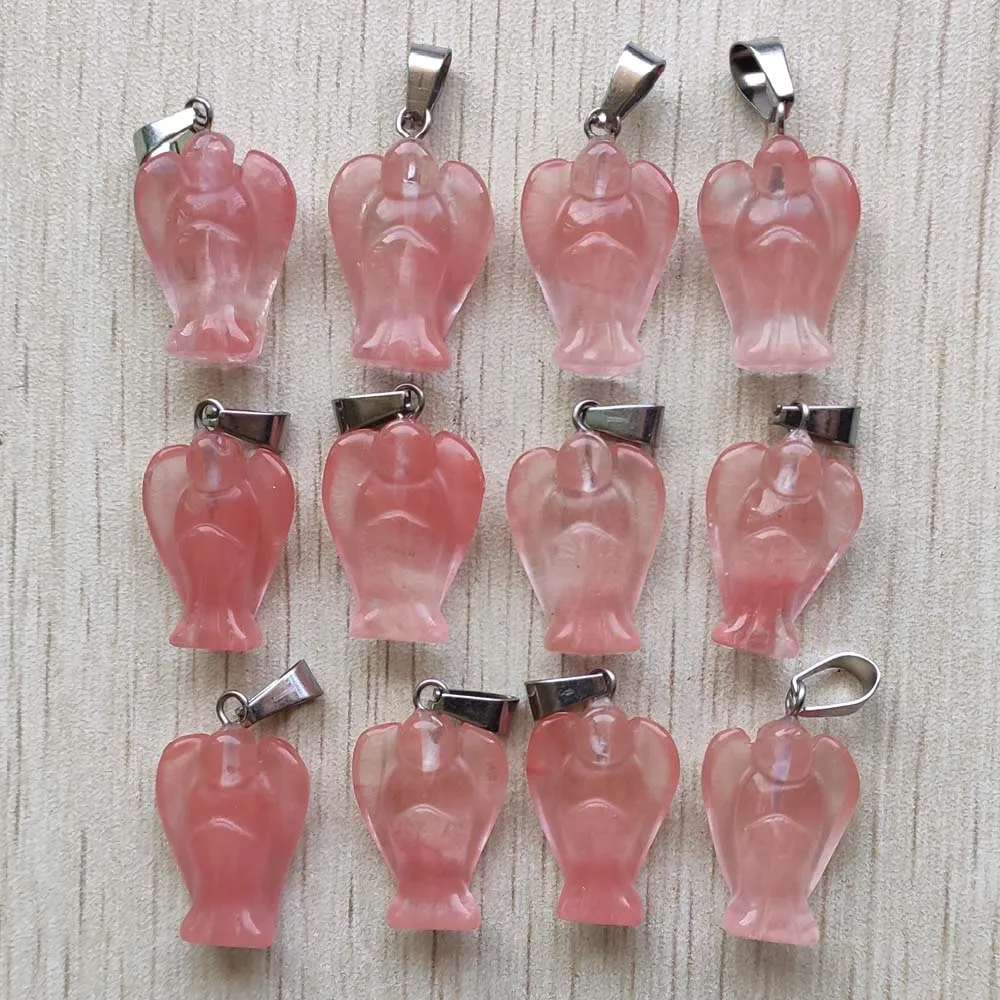 

Wholesale 12pcs/lot fashion watermelon red stone Carved angel charms pendants for necklace jewelry making free shipping