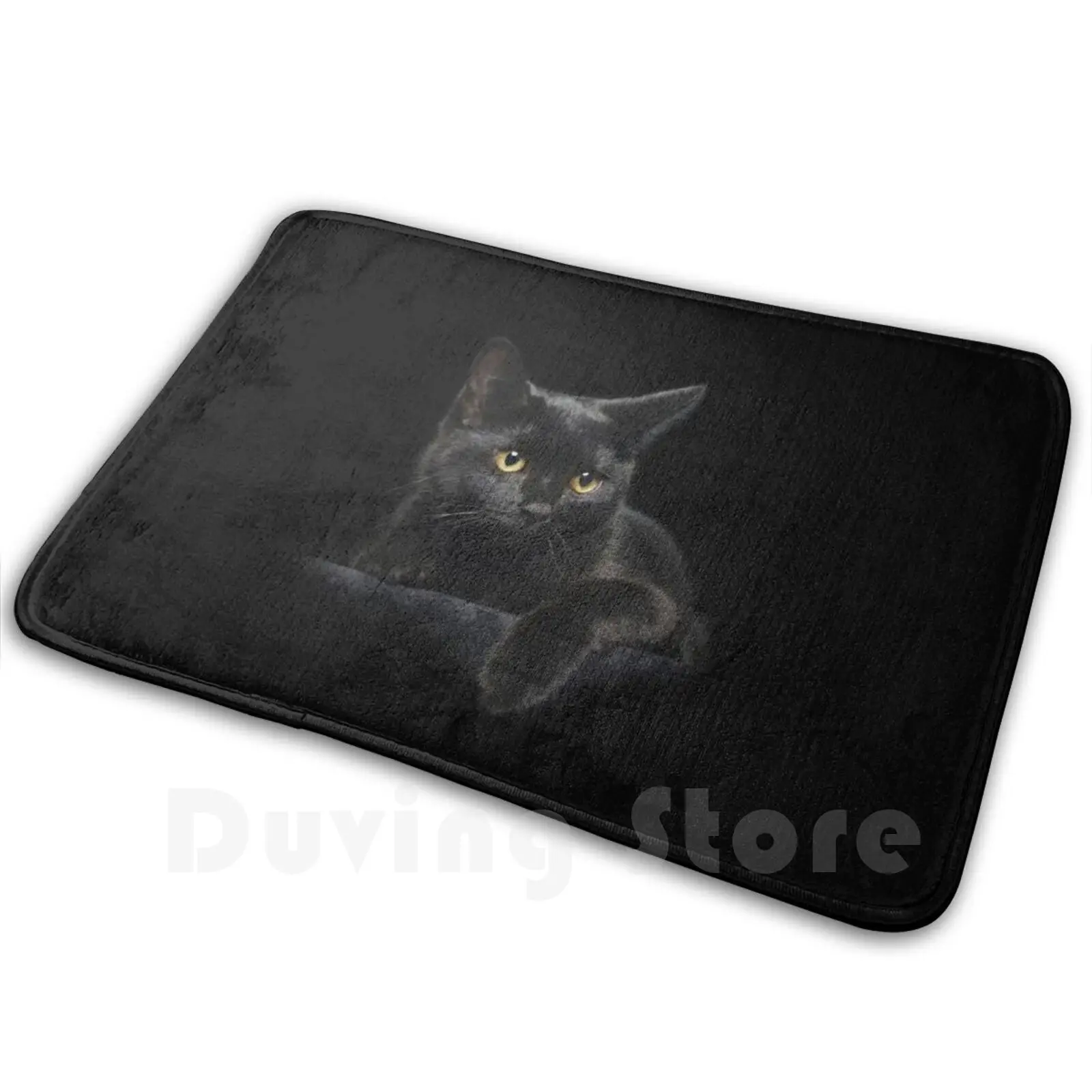 Black Cat Carpet Mat Rug Cushion Soft Non-Slip Animal Black Black Cat Cat Close Up Cute Cute Black Cat Domestic Face