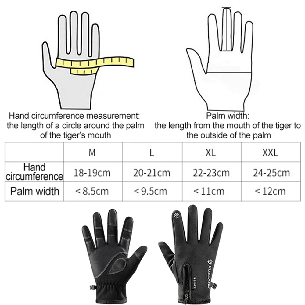 الرجال مقاوم للماء الشتاء قفازات ركوب الدراجات الحرارية الصوف قفازات شاشة لمس كامل فنجر الدافئة يندبروف دراجة قفازات التزلج في الهواء الطلق