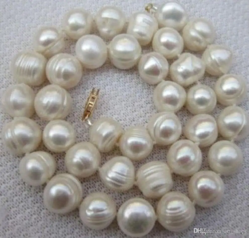 Natural 10-11MM WHITE SOUTH SEA BAROQUE PEARL NECKLACE 18INCHES