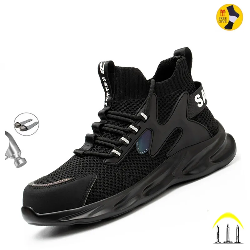 2021 Male Work Boots Indestructible Safety Shoes Men Steel Toe Shoes Puncture-Proof Work Sneakers Welding Shoes Adult Work Shoes