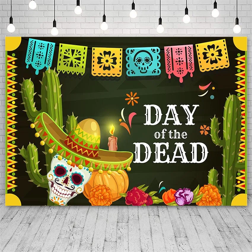 Avezano Backdrop Photography Background Dia DE Los Muertos Mexican Sugar Skull Day of The Dead Dress-up Party Banners Decoration